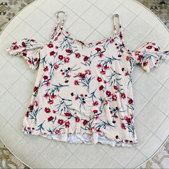 {AEO} Floral Cold Shoulder Top - Picture 2 of 6